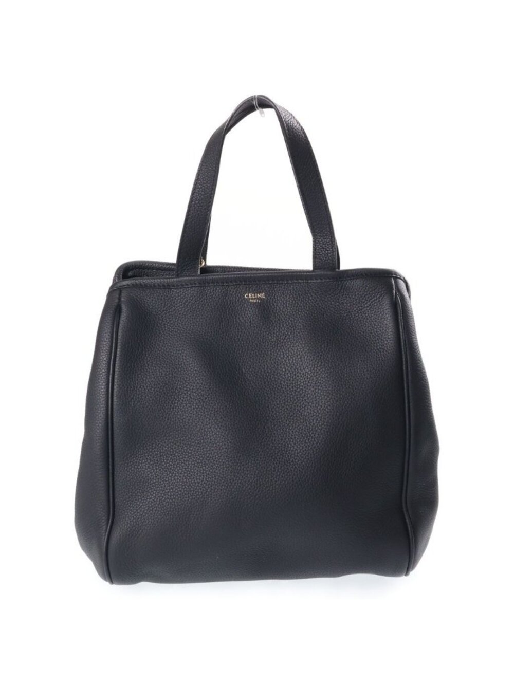 Celine Small Fold Cabas 2-Way Shoulder Bag Black Leather Gold